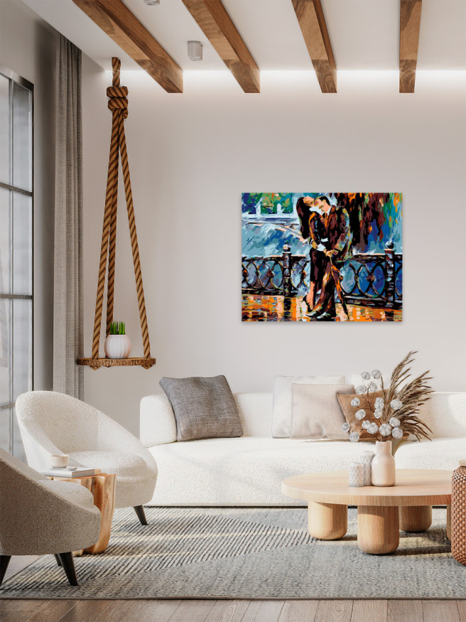 Картина по номерам &amp;quot;Поцелуй под дождём&amp;quot;