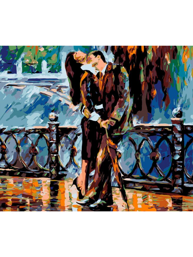 Картина по номерам &amp;quot;Поцелуй под дождём&amp;quot;