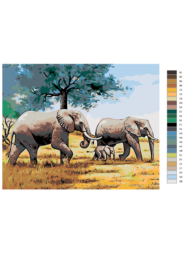 Raqamlar bo&amp;#039;yicha rasm &amp;quot;Fillar oilasi&amp;quot;