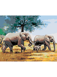 Raqamlar bo'yicha rasm "Fillar oilasi"