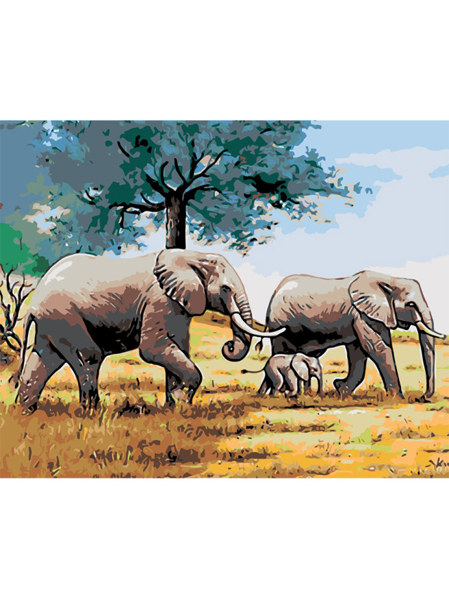 Raqamlar bo&amp;#039;yicha rasm &amp;quot;Fillar oilasi&amp;quot;