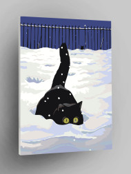 Raqamlar bo&#039;yicha rasm &quot;Qorda qora mushuk&quot;