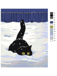 Raqamlar bo&#039;yicha rasm &quot;Qorda qora mushuk&quot;