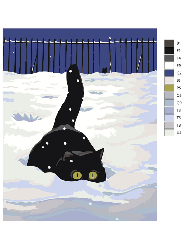 Raqamlar bo&amp;#039;yicha rasm &amp;quot;Qorda qora mushuk&amp;quot;