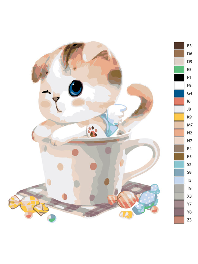 Raqamlar bo&amp;#039;yicha rasm &amp;quot;Bir chashka ichida mushukcha&amp;quot;