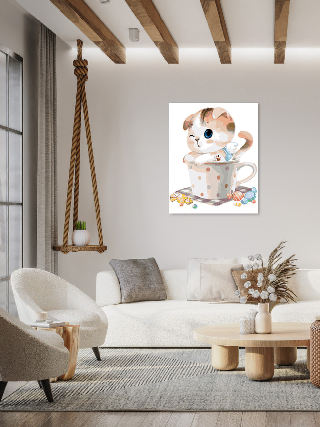 Raqamlar bo&amp;#039;yicha rasm &amp;quot;Bir chashka ichida mushukcha&amp;quot;