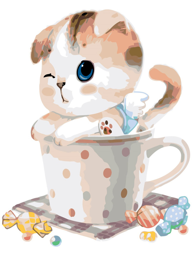 Raqamlar bo&amp;#039;yicha rasm &amp;quot;Bir chashka ichida mushukcha&amp;quot;