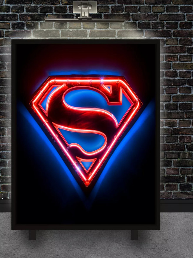 Постер на холсте &amp;quot;Неоновый символ Супермена&amp;quot;