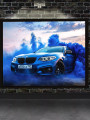 Постер на холсте &amp;quot;Синий BMW в дыму&amp;quot;
