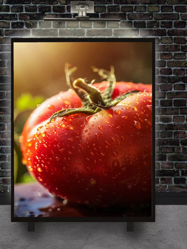 Постер на холсте &amp;quot;Сочный томат в каплях росы&amp;quot;