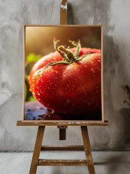 Постер на холсте &amp;quot;Сочный томат в каплях росы&amp;quot;