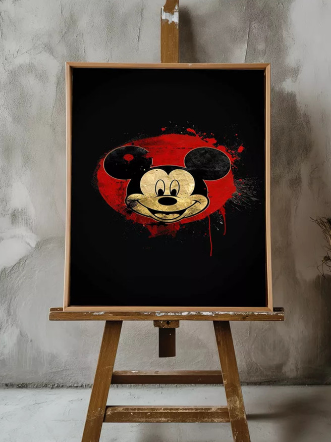 Постер на холсте &amp;quot;Улыбка Микки на чёрном фоне&amp;quot;