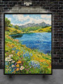 Постер на холсте &amp;quot;Цветущий берег у озера&amp;quot;