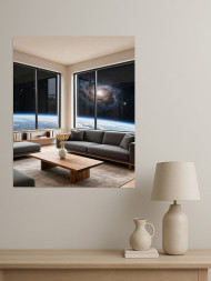 Holstga bosilgan poster "Panoramali oynadan galaktika"