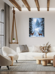 Raqamlar bo'yicha rasm "O'rmonda ikkita kiyik"