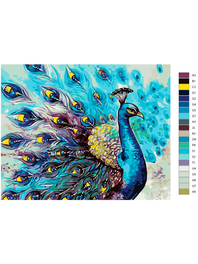 Raqamlar bo&amp;#039;yicha rasm &amp;quot;Chiroyli tovus&amp;quot;