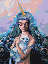 Raqamlar bo&#039;yicha rasm &quot;Oq mushukli qiz&quot;