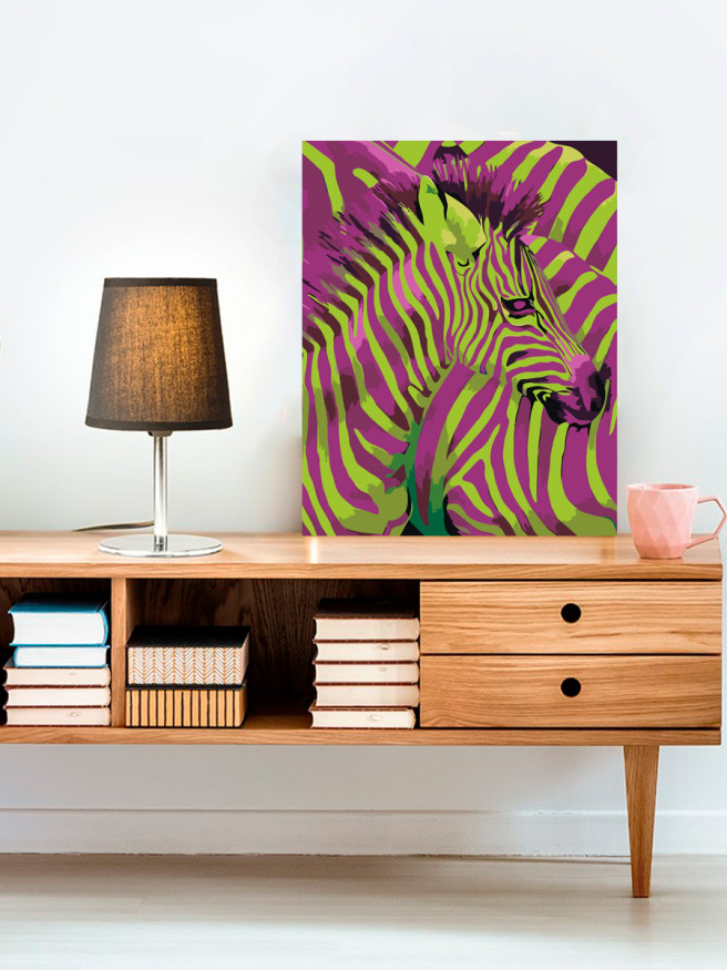 Картина по номерам &amp;quot;Розово-зелёная зебра&amp;quot;