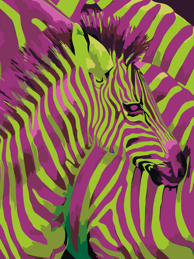 Картина по номерам &amp;quot;Розово-зелёная зебра&amp;quot;