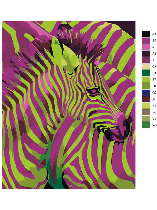 Картина по номерам &amp;quot;Розово-зелёная зебра&amp;quot;