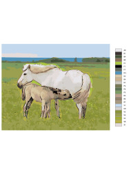 Raqamlar bo'yicha rasm "Otlar oilasi"