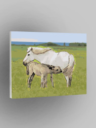 Raqamlar bo'yicha rasm "Otlar oilasi"