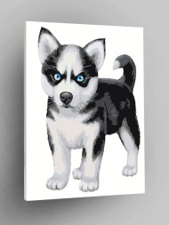 Raqamlar bo'yicha rasm "Kichkina husky"