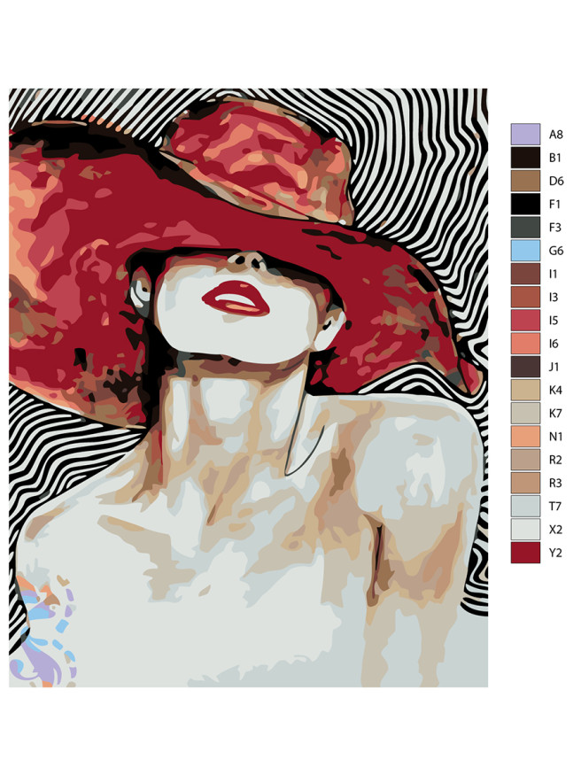 Raqamlar bo&amp;#039;yicha rasm &amp;quot;Shlyapa kiygan qiz&amp;quot;