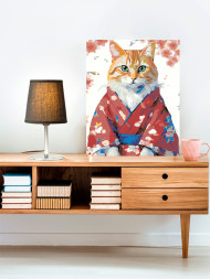 Raqamlar bo&#039;yicha rasm &quot;Kimono kiygan qizil mushuk&quot;