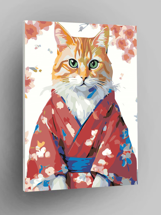 Raqamlar bo&amp;#039;yicha rasm &amp;quot;Kimono kiygan qizil mushuk&amp;quot;