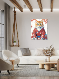 Raqamlar bo&#039;yicha rasm &quot;Kimono kiygan qizil mushuk&quot;