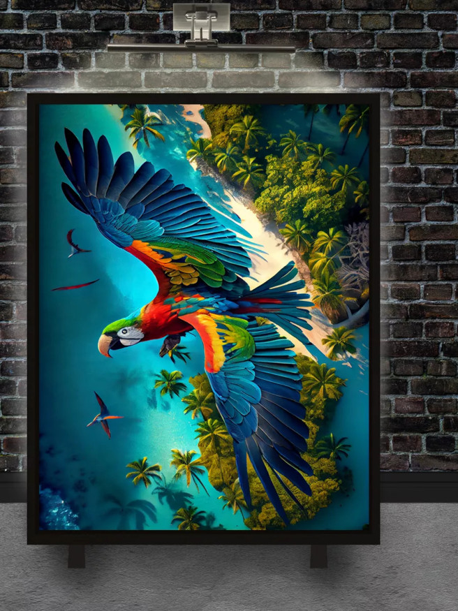 Holstga bosilgan poster &amp;quot;Tropiklar uzra ara parvozi&amp;quot;