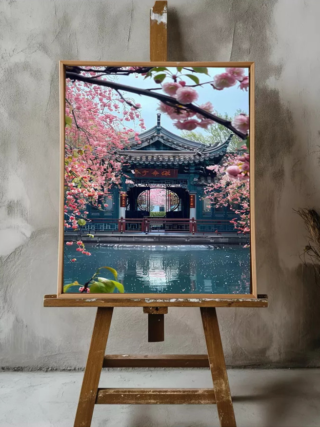 Постер на холсте &amp;quot;Цветущая сакура у восточных ворот&amp;quot;