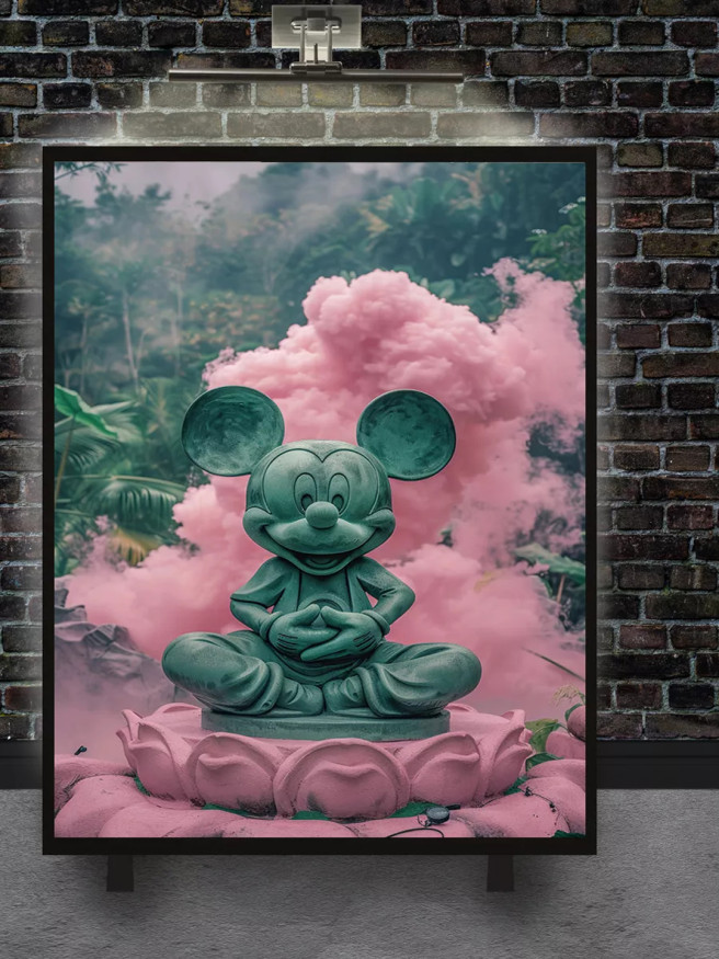 Holstga bosilgan poster &amp;quot;Lotusdagi Mikki Budda&amp;quot;