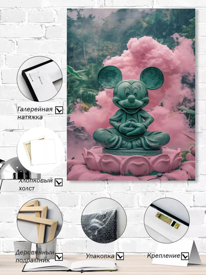 Holstga bosilgan poster &amp;quot;Lotusdagi Mikki Budda&amp;quot;