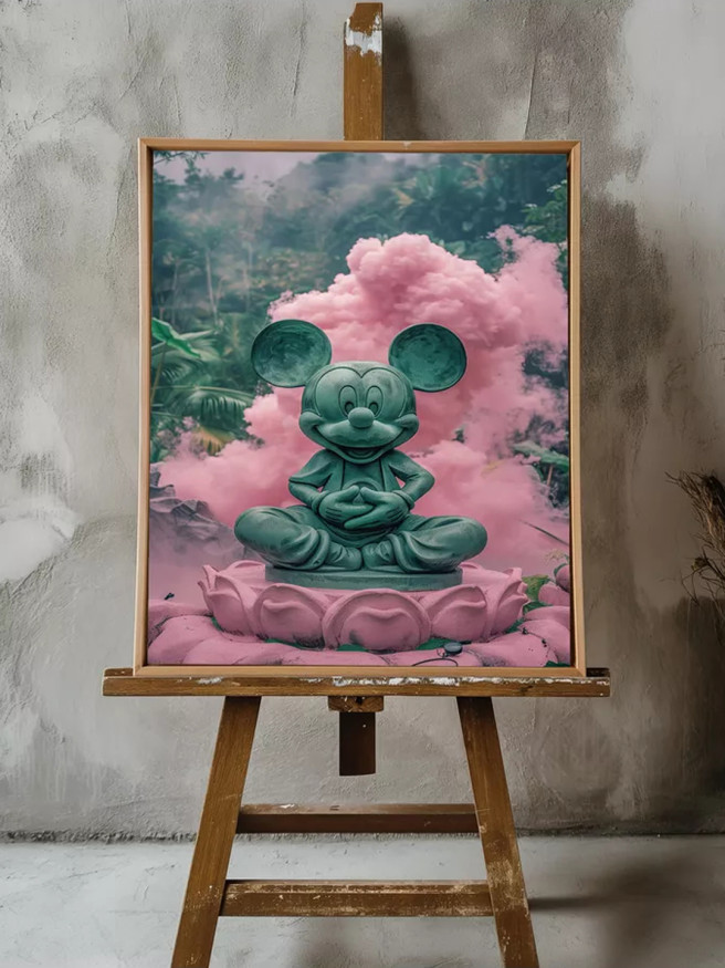 Holstga bosilgan poster &amp;quot;Lotusdagi Mikki Budda&amp;quot;