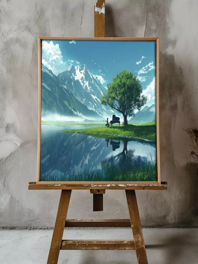 Holstga bosilgan poster &amp;quot;Tog‘ etagidagi pianino&amp;quot;