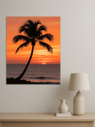 Постер на холсте &amp;quot;Пальма на закате&amp;quot;
