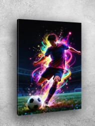 Holstga bosilgan poster "Yorug‘lik energiyasidagi futbolchi"