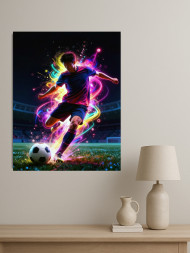 Holstga bosilgan poster "Yorug‘lik energiyasidagi futbolchi"