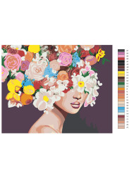 Картина по номерам &amp;quot;Девушка с яркими цветами&amp;quot;