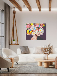 Картина по номерам &amp;quot;Девушка с яркими цветами&amp;quot;
