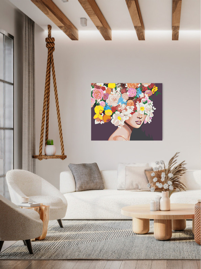Картина по номерам &amp;quot;Девушка с яркими цветами&amp;quot;