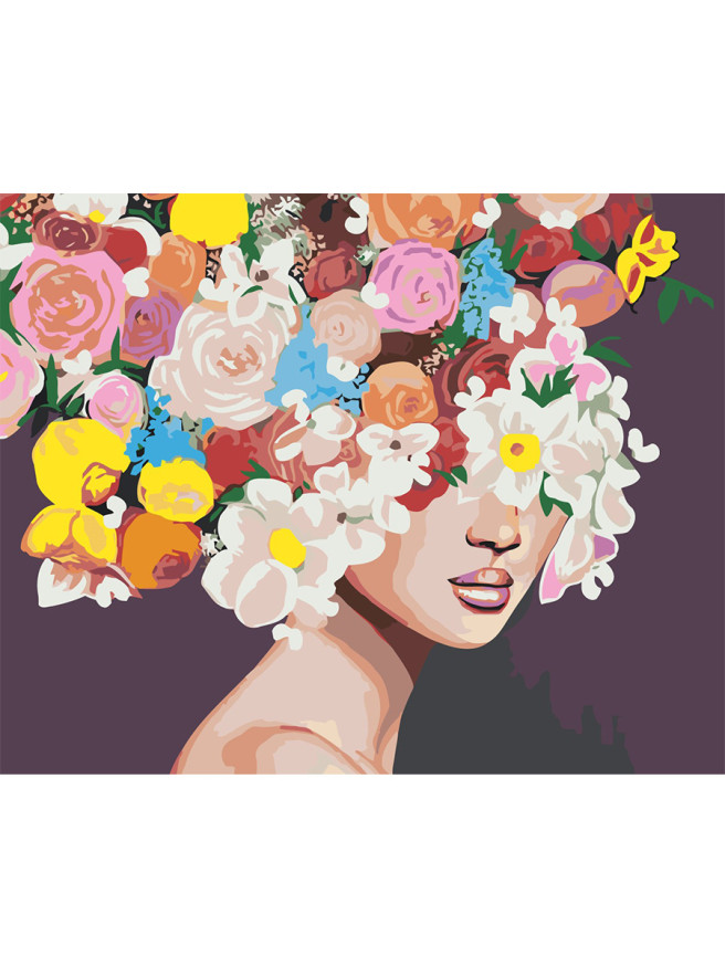 Картина по номерам &amp;quot;Девушка с яркими цветами&amp;quot;