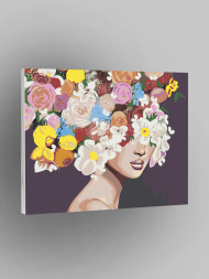 Картина по номерам &amp;quot;Девушка с яркими цветами&amp;quot;