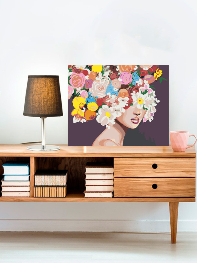 Картина по номерам &amp;quot;Девушка с яркими цветами&amp;quot;