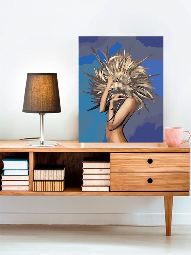 Картина по номерам &amp;quot;Девушка с кактусом&amp;quot;