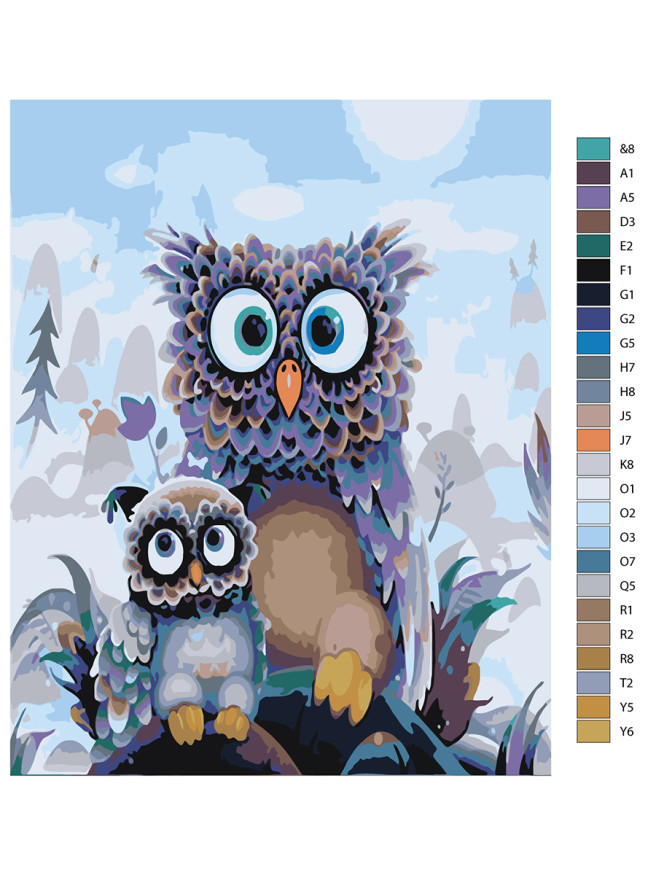 Raqamlar bo&amp;#039;yicha rasm &amp;quot;Ikki boyqush&amp;quot;