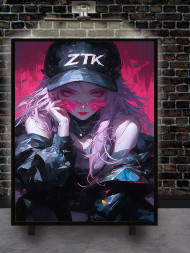 Holstga bosilgan poster "ZTK kepkali anime qiz"