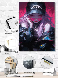Holstga bosilgan poster "ZTK kepkali anime qiz"